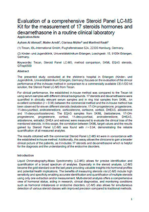 Evaluation of a comprehensive Steroid Panel LC-MS Kit for the measurement of 17 steroids hormones and dexamethasone in a routine clinical laboratory
