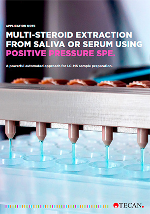 Multi-steroid extraction from saliva or serum using positive pressure SPE