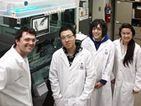The Ensminger Lab team (left to right): Alex Ensminger, Chitong Rao, Carly Weiss and Amy Chung