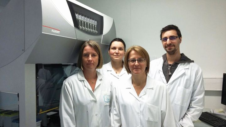 Members of the AGRANIS team with Dr Florent Perrin (right)